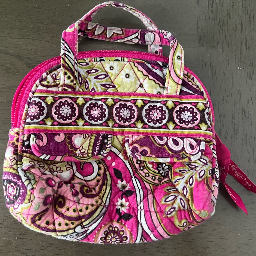 Vera Bradley Very Berry Paisley Floral Pink Mini Bag / Purse